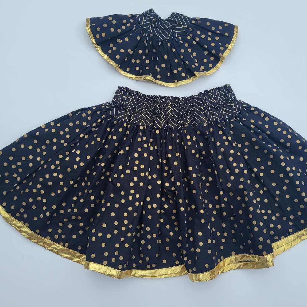 Gold Black Twirl Girls Party skirt Elastic waist 6-8